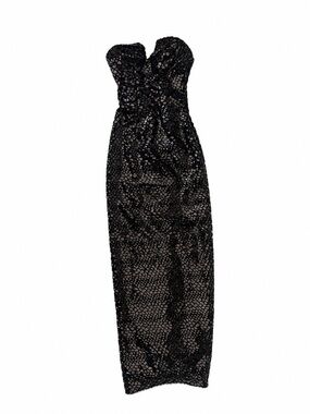 Strapless Black Sequin Evening Gown